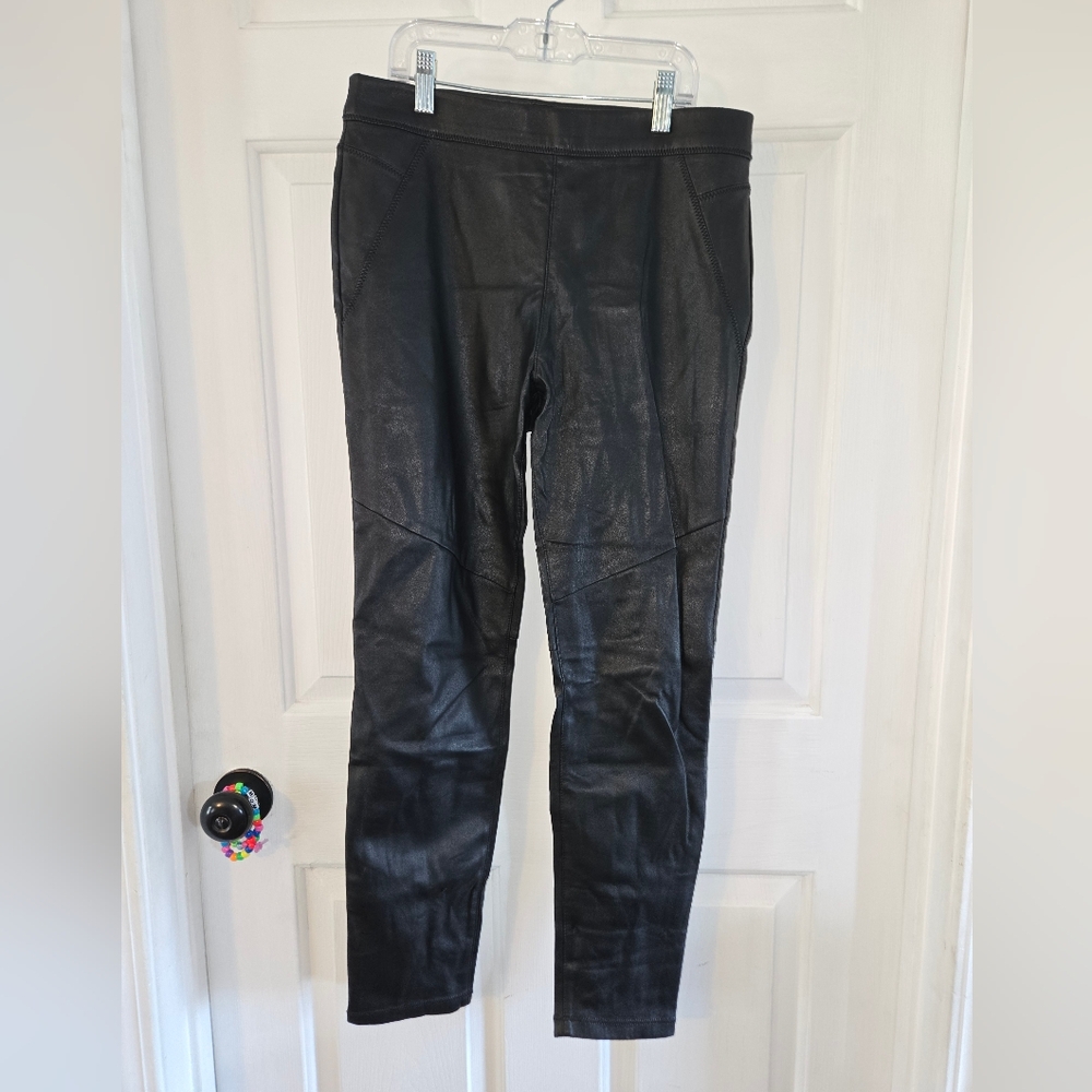 Free People Black Faux Leather Ankle Length Pants Size 28